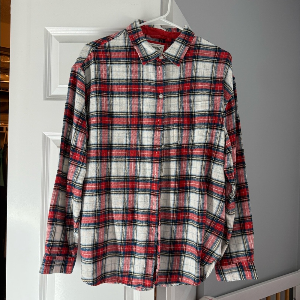 American Eagle Outfitters Red and White Plaid Shirt